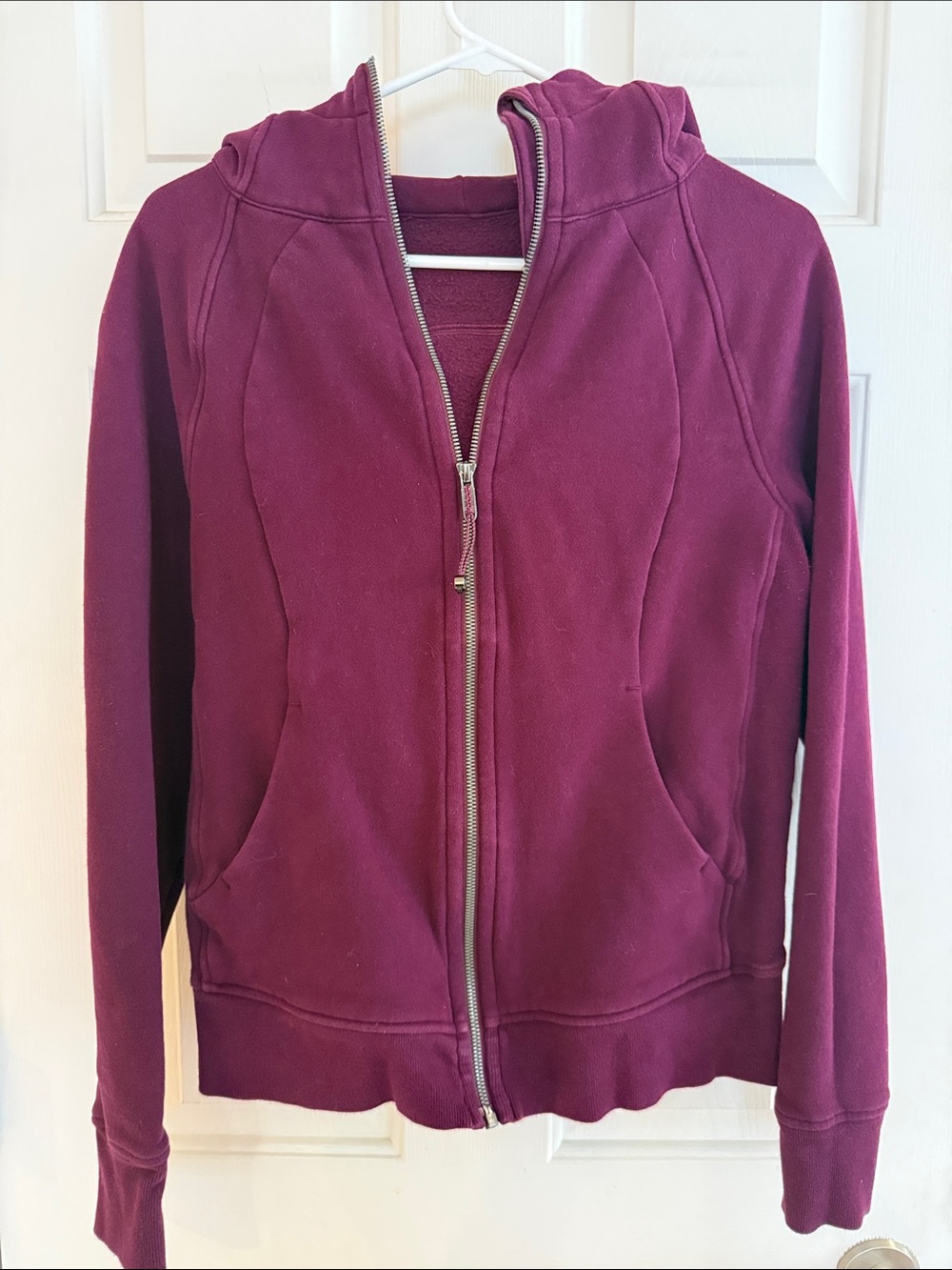 Lululemon Scuba Full Zip Hoodie Jacket Size 8 Maroon Purple Cotton Fleece